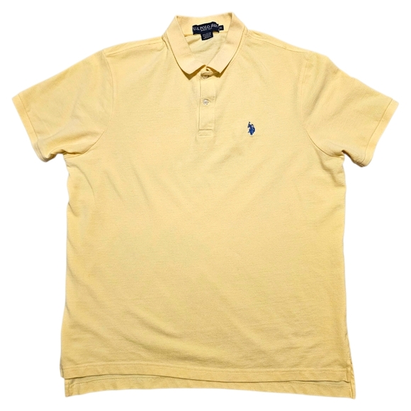 US Polo Assn Mens Short Sleeve Shirt Butter Yellow XL 100% Cotton Classic Fit - Picture 1 of 7
